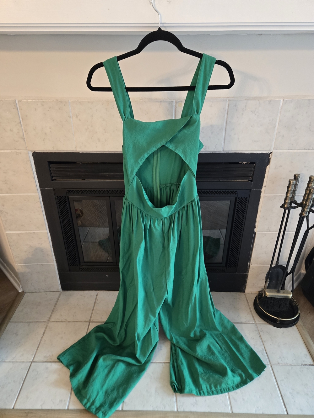 SHEIN Emerald Green Sleeveless Cutout Palazzo Pants